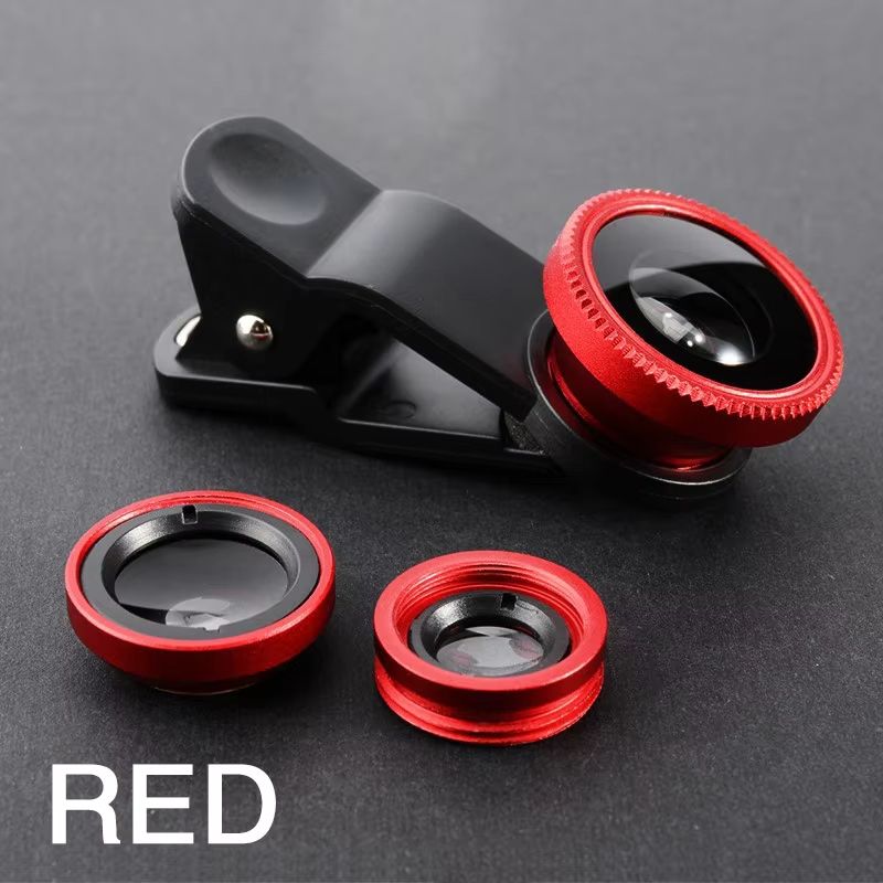 3 in 1 Fisheye Lens 0.67X Wide Angle Micro Camera Lens for iPhone Angle Zoom Fish Eye Len on Smartphone Lenses with Phone Clip