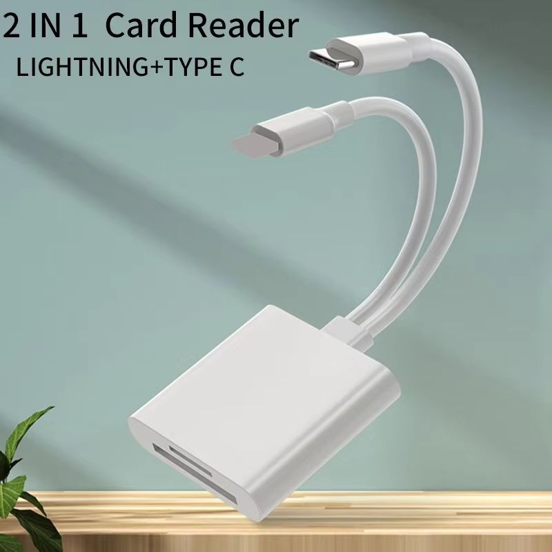 2 In 1 OTG Card Reader Type C Lightning to SD TF Memory Card Adapter For PC Laptop iPhone Multi Smart Cardreader No APP Requires