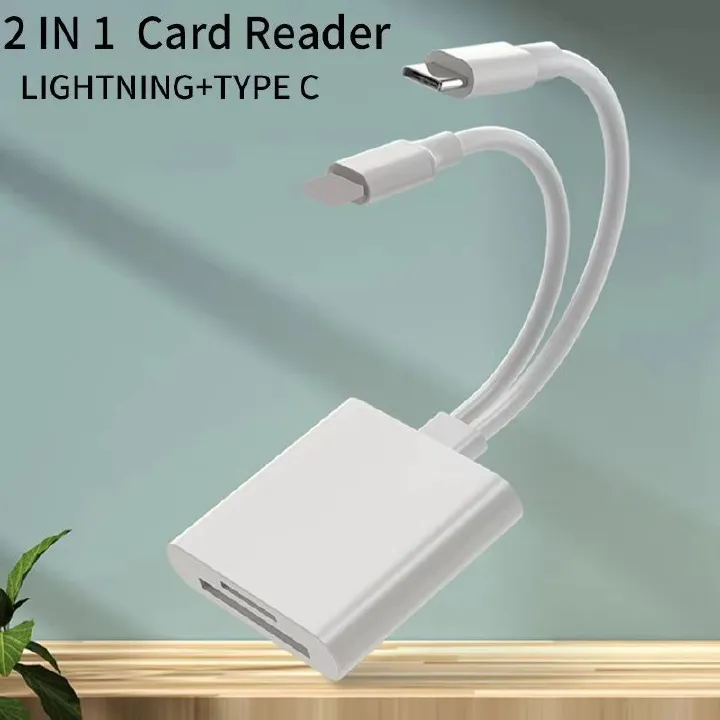 2 In 1 OTG Card Reader Type C Lightning to SD TF Memory Card Adapter For PC Laptop iPhone Multi Smart Cardreader No APP Requires