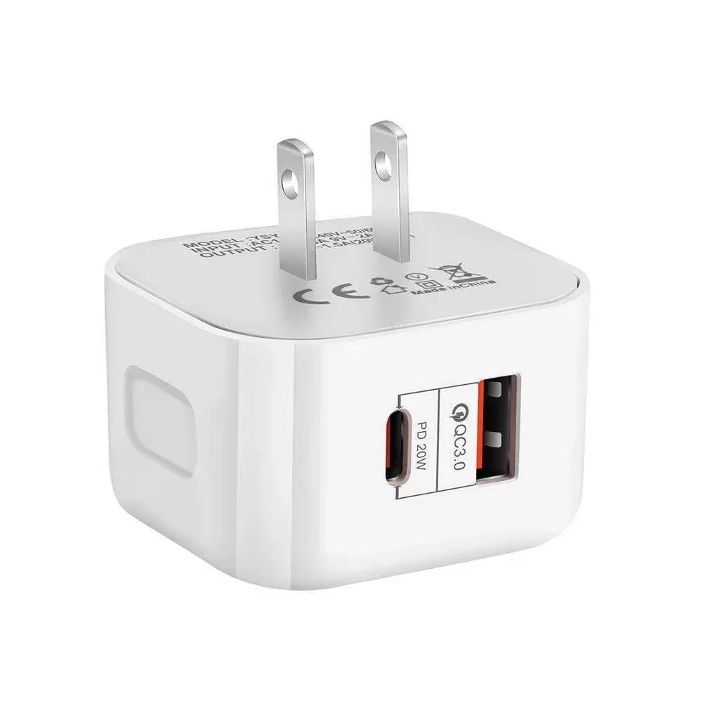 2 Port PD Plug 40W USB Type C QC3.0 Fast Charging Wall Charger Adapter For iPhone 14 13 12 ProMax Charger Plug Phone Accessories
