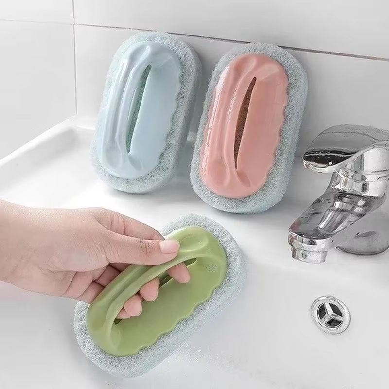 Household Bathroom Tools Handle Sponge Brush To Clean Bathtub Tile Cleaner Blue Soft Magic Sponge Eraser Kitchen Supplies