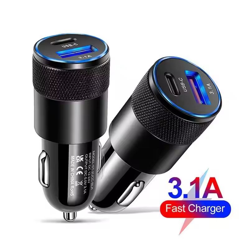 USB Quick Car Charger 15w 3.1a Type C Pd Fast Charging Phone Car Adapter for Iphone 13 12 11 Pro Max