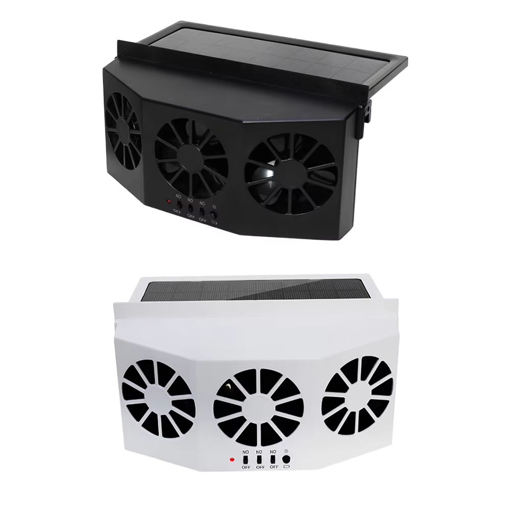 Car Cooling Fan 3 Heads 2 Speeds Suction Interior Cooler Air Circulation Portable Deodorization Ventilator Solar Interior Cooler