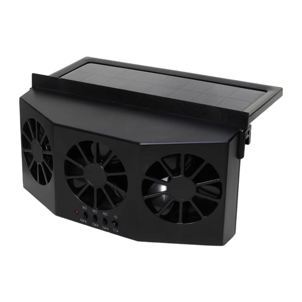 Car Cooling Fan 3 Heads 2 Speeds Suction Interior Cooler Air Circulation Portable Deodorization Ventilator Solar Interior Cooler