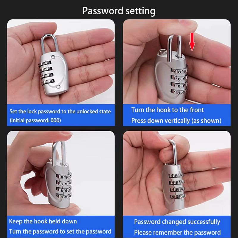 Popular 4-digit Password Padlock 6-color Gym Locker Anti-theft Combination Lock Luggage Travel Safety Lock Zinc Alloy Hardware