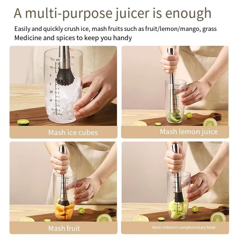 Stainless Steel Crushed Ice Hammer Multifunctional Popsicle Sticks Cocktail Swizzle Stick Fruit Lemon Muddle Pestle Bar Tools