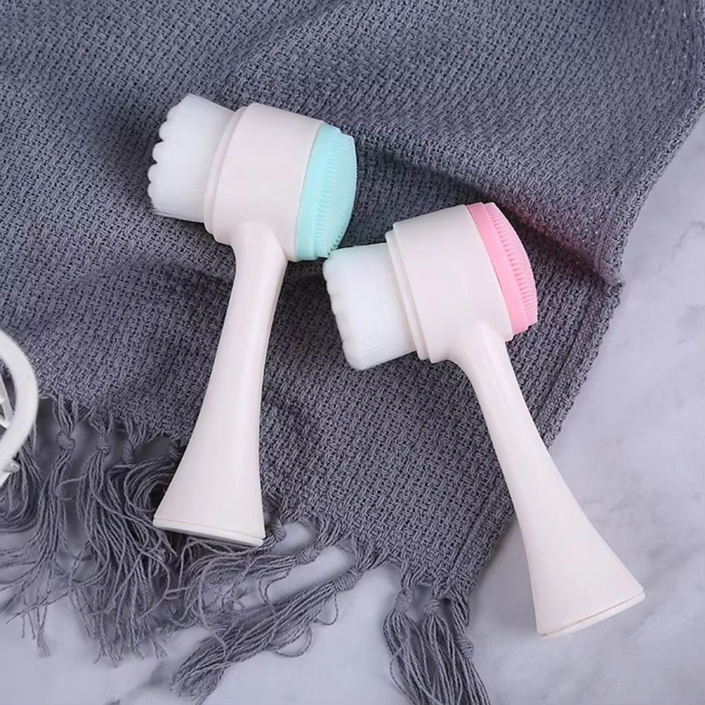 2-In-1 Face Cleansing Brush Double-sided Silicone Face Wash Scrubber Deep Pore Cleaning Manual Facial Massager Brush