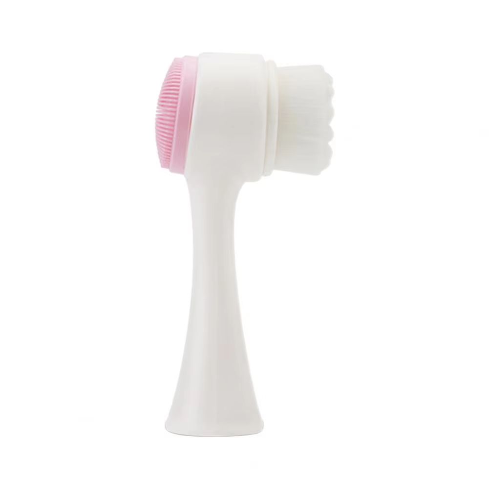 2-In-1 Face Cleansing Brush Double-sided Silicone Face Wash Scrubber Deep Pore Cleaning Manual Facial Massager Brush