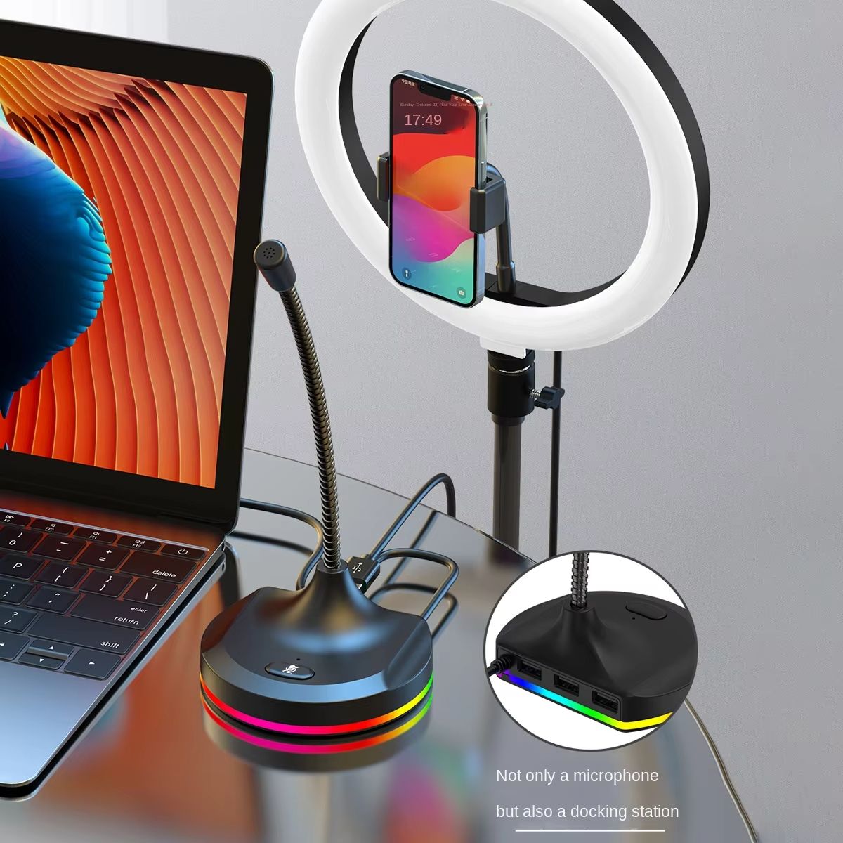 Private model colorful microphone microphone game webcast 3 port usb microphone office desktop computer microphone