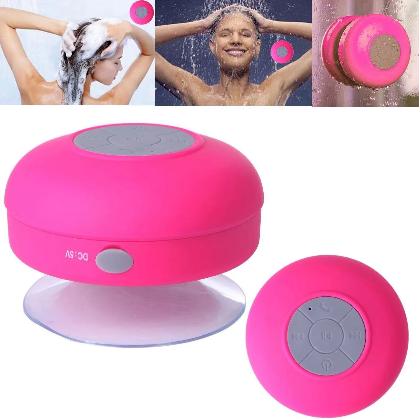 Wireless Bluetooth Bathroom Waterproof Speaker Built-in Mic, Large Suction Cup Mini Portable Speaker Outdoor 360 °surround Sound