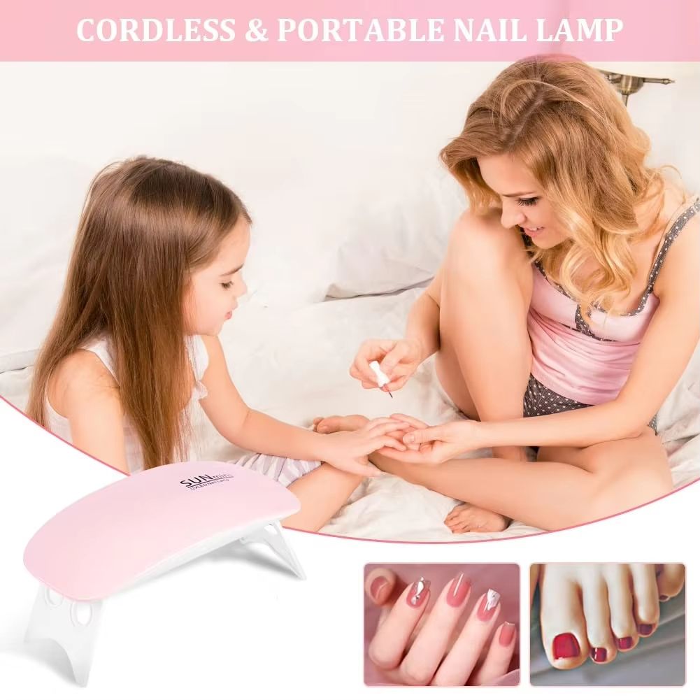 Mini Nail Dryer Lamp 6W LED UV Portable Nail Dryer Curing Lamp Light for Gel Based Polish with 60s/120s Timer Setting