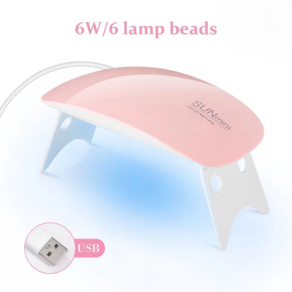 Mini Nail Dryer Lamp 6W LED UV Portable Nail Dryer Curing Lamp Light for Gel Based Polish with 60s/120s Timer Setting