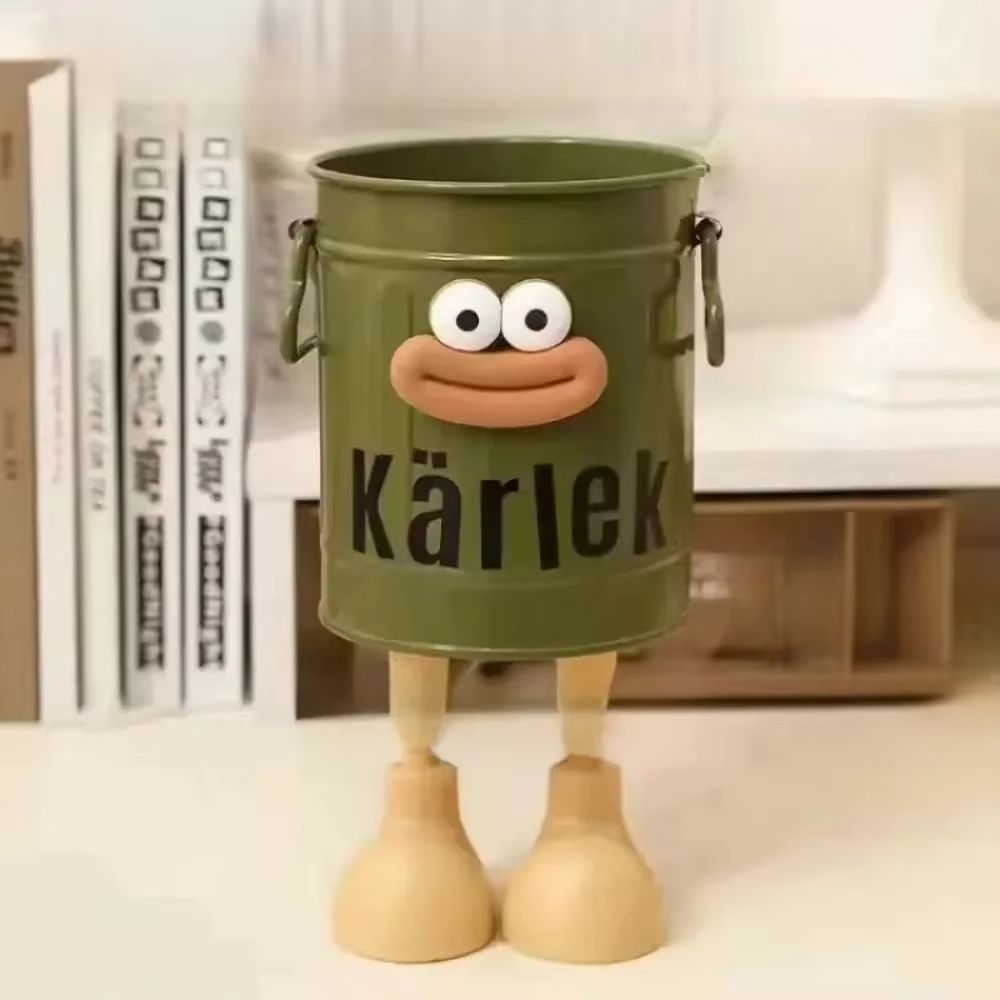 Simple Desktop Pen Holder Cartoon Personality Moistureproof Pens Container Student Desktop Highcapacity Practical Storage Bucket