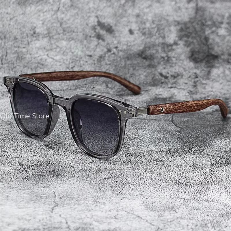 Classic Wood Grain Mirror Legs Sunglasses Men's Small Frame Square Sun Glasses Women's High Quality Eyewear UV400