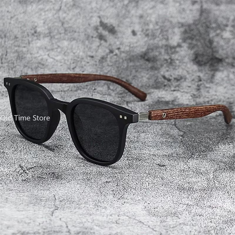 Classic Wood Grain Mirror Legs Sunglasses Men's Small Frame Square Sun Glasses Women's High Quality Eyewear UV400