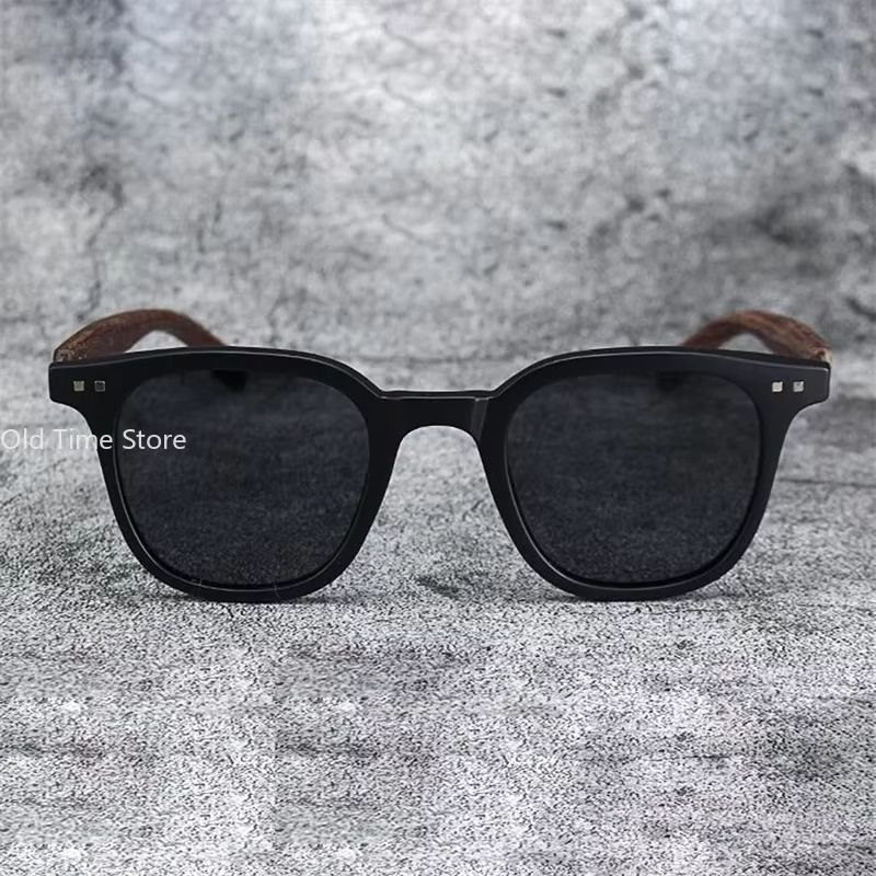 Classic Wood Grain Mirror Legs Sunglasses Men's Small Frame Square Sun Glasses Women's High Quality Eyewear UV400