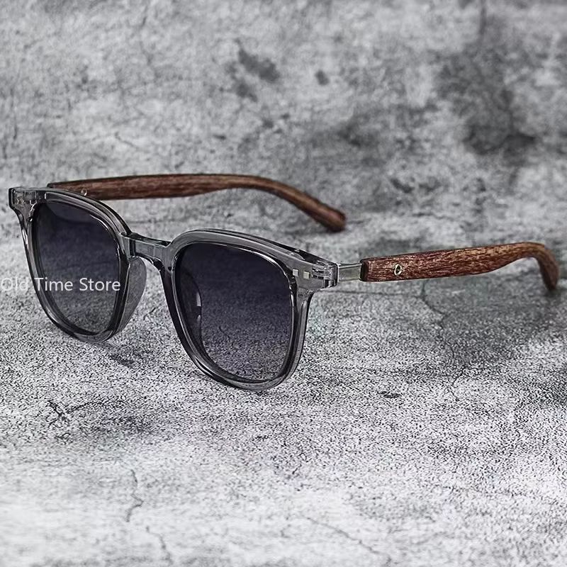 Classic Wood Grain Mirror Legs Sunglasses Men's Small Frame Square Sun Glasses Women's High Quality Eyewear UV400