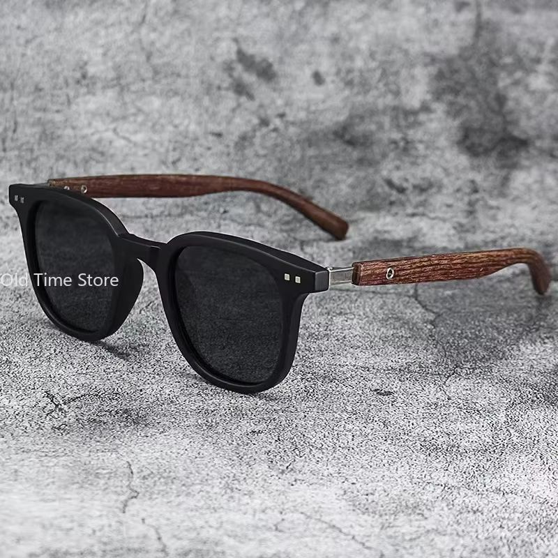 Classic Wood Grain Mirror Legs Sunglasses Men's Small Frame Square Sun Glasses Women's High Quality Eyewear UV400