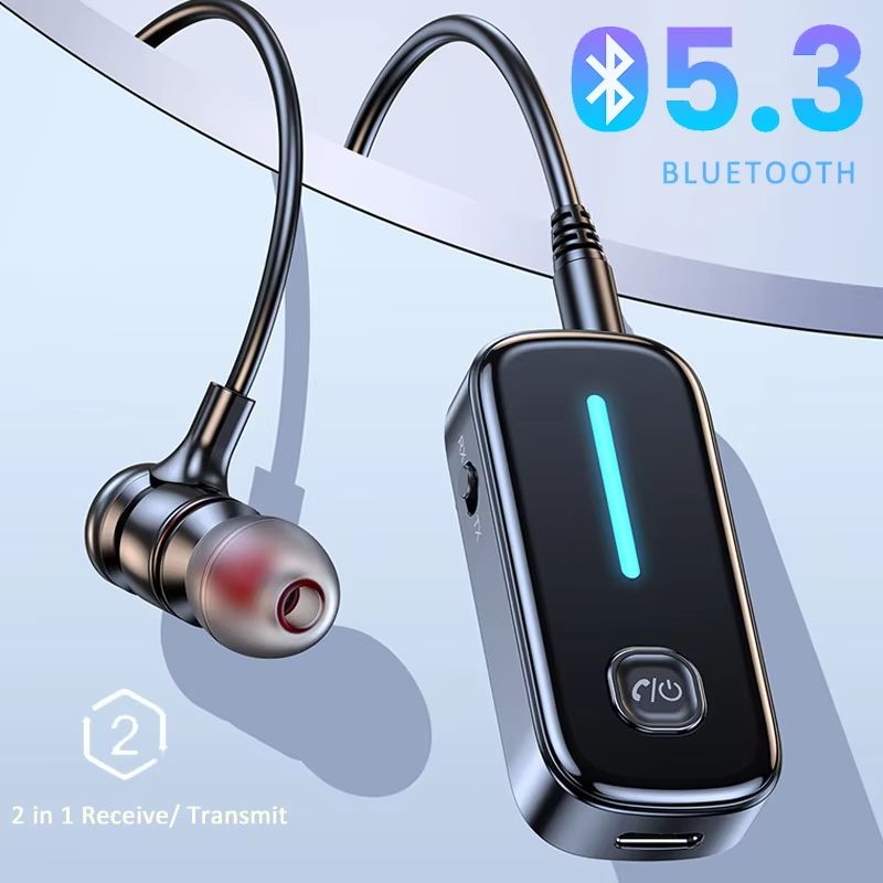 Bluetooth 5.3 Receiver 2 In 1 Transmitter Lcd Display Aux Bluetooth Car Adapter Wireless Audio Transmitter for TV Speakers
