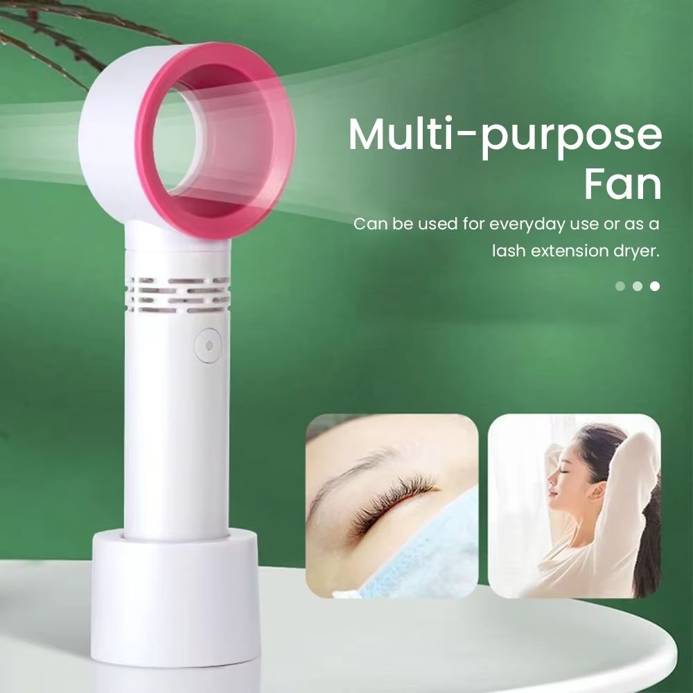New Leafless Fan Quick Blow Dry Eyelash Glue Mini Handheld USB Rechargeable Leafless Fan Portable Fan 3-speed Wind Adjustment.