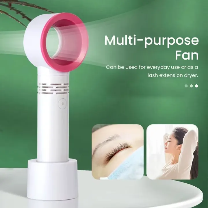 New Leafless Fan Quick Blow Dry Eyelash Glue Mini Handheld USB Rechargeable Leafless Fan Portable Fan 3-speed Wind Adjustment.