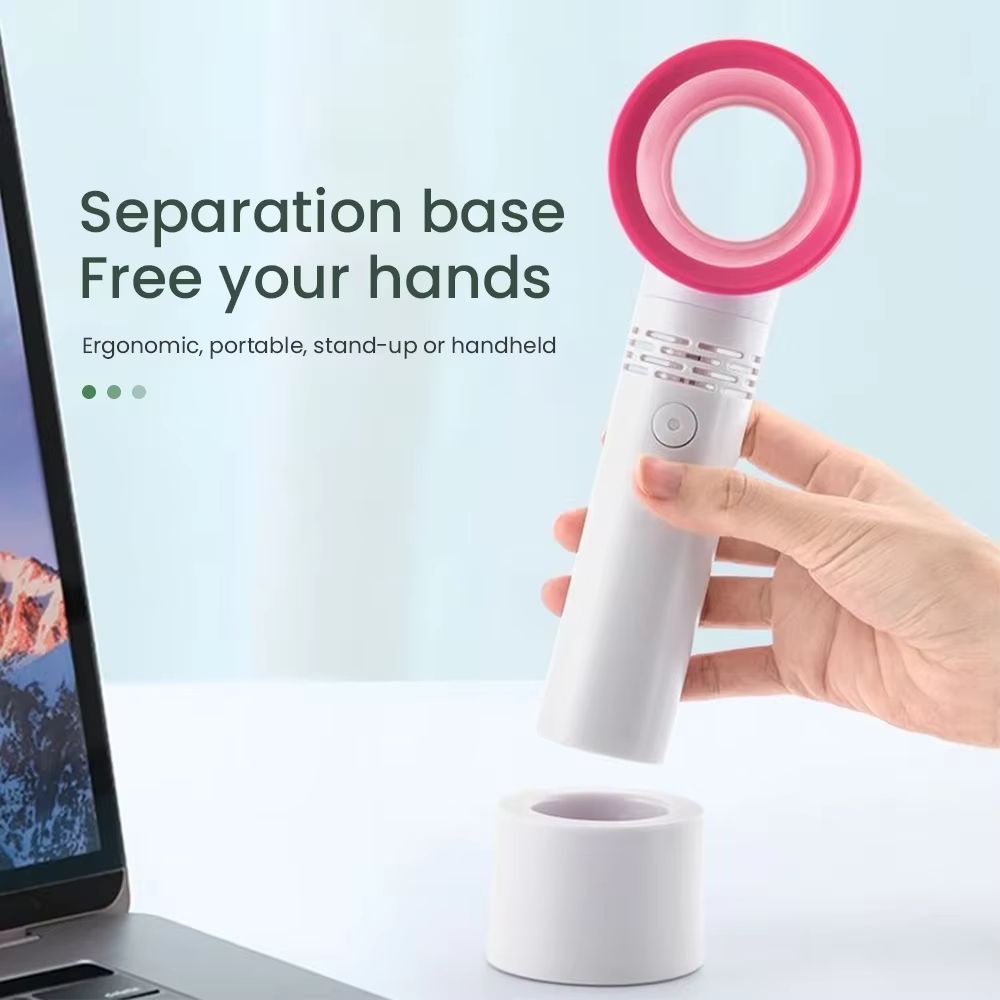 New Leafless Fan Quick Blow Dry Eyelash Glue Mini Handheld USB Rechargeable Leafless Fan Portable Fan 3-speed Wind Adjustment.