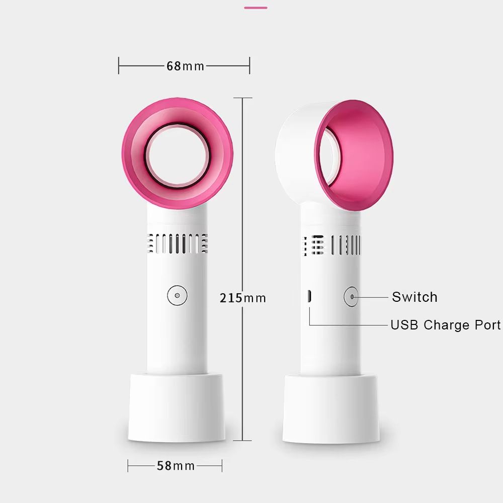 New Leafless Fan Quick Blow Dry Eyelash Glue Mini Handheld USB Rechargeable Leafless Fan Portable Fan 3-speed Wind Adjustment.