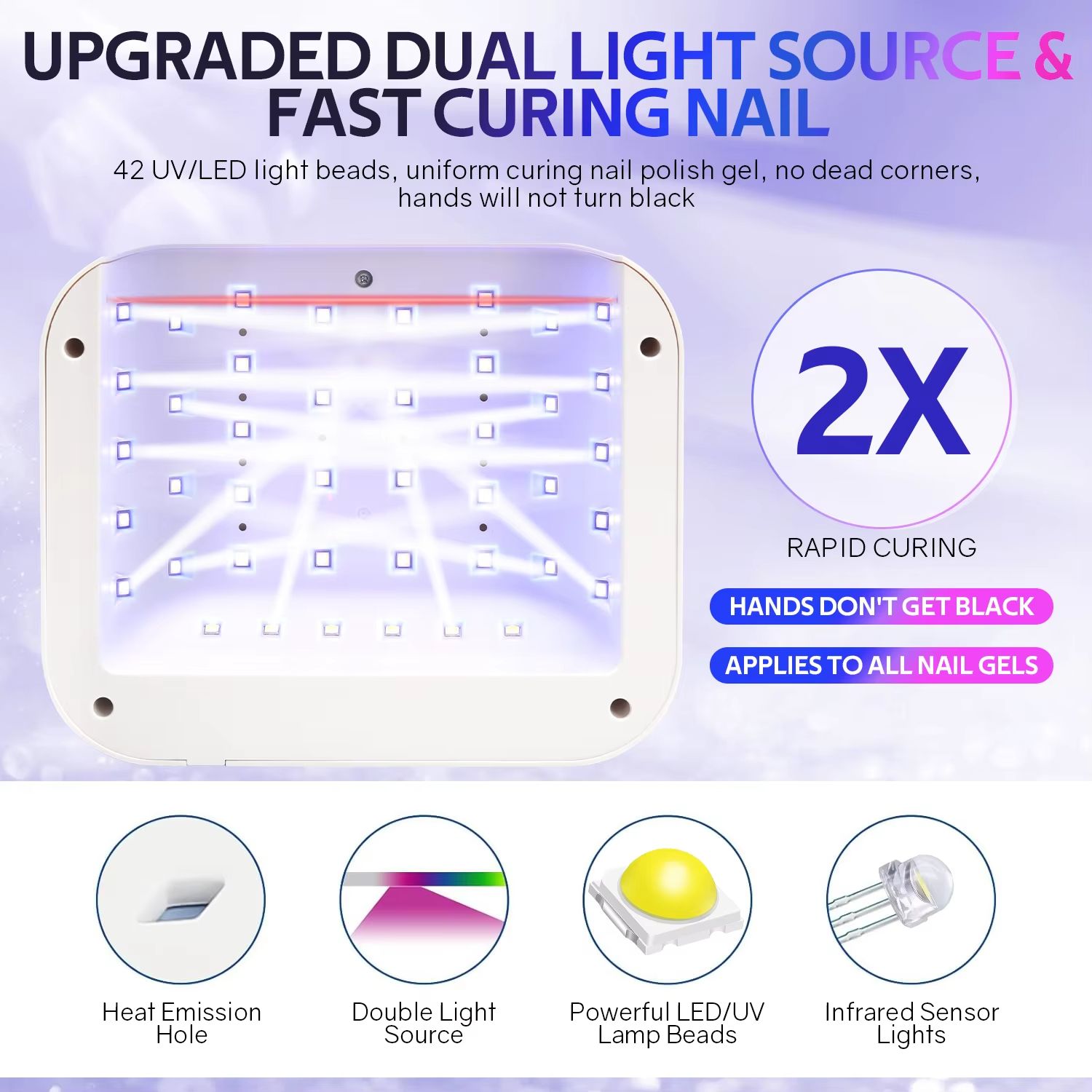42LEDS Rechargeable Nail Lamp Professional UV LED Lamp With Diamonds 168W Gel Polish Drying Lamp For Nails Manicure Tools