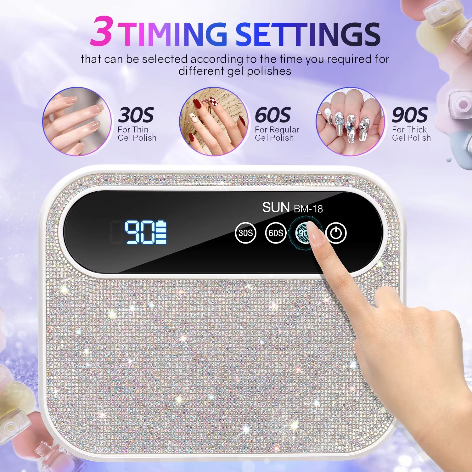 42LEDS Rechargeable Nail Lamp Professional UV LED Lamp With Diamonds 168W Gel Polish Drying Lamp For Nails Manicure Tools