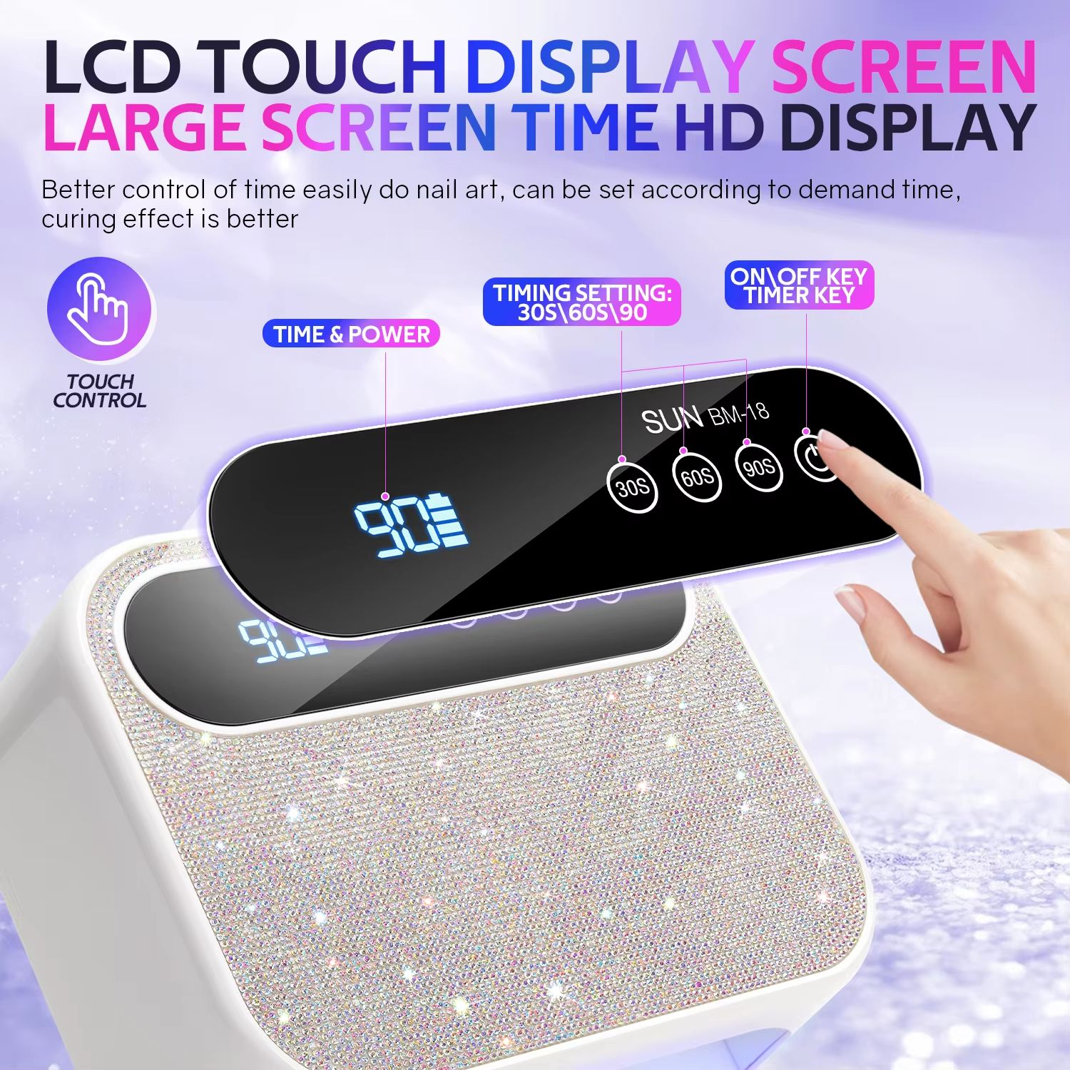 42LEDS Rechargeable Nail Lamp Professional UV LED Lamp With Diamonds 168W Gel Polish Drying Lamp For Nails Manicure Tools