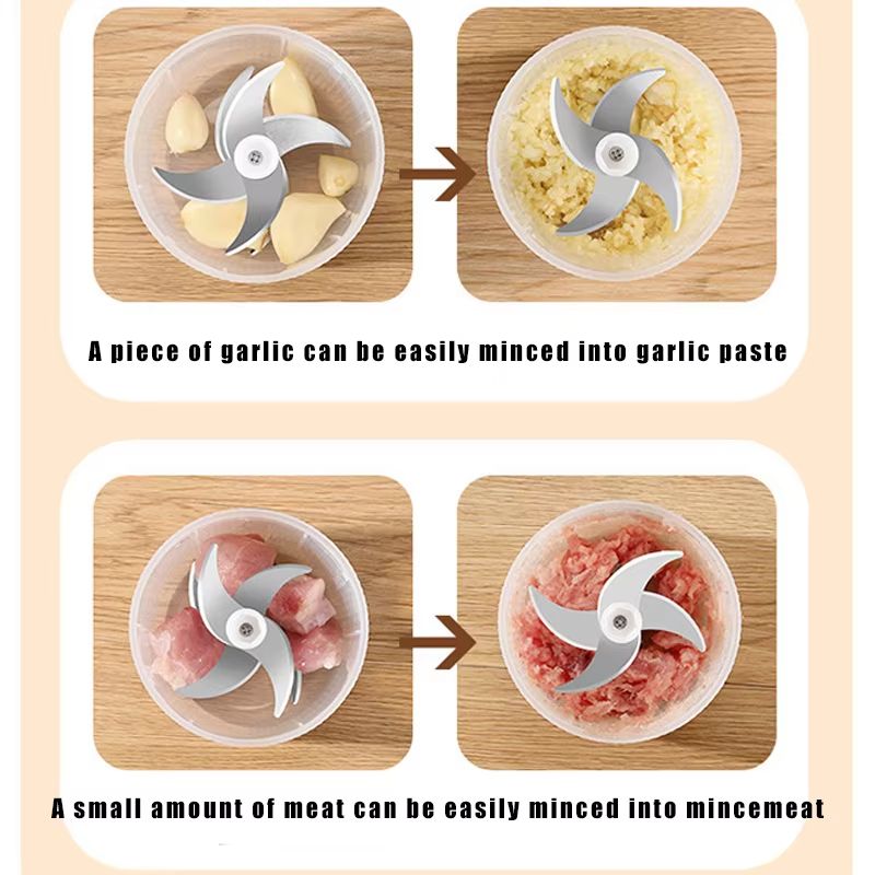 Electric Mini Garlic Chopper USB Meat Grinder Garlic Ginger Vegetable Baby Food Processor Meat Grinder Household Kitchen Tools