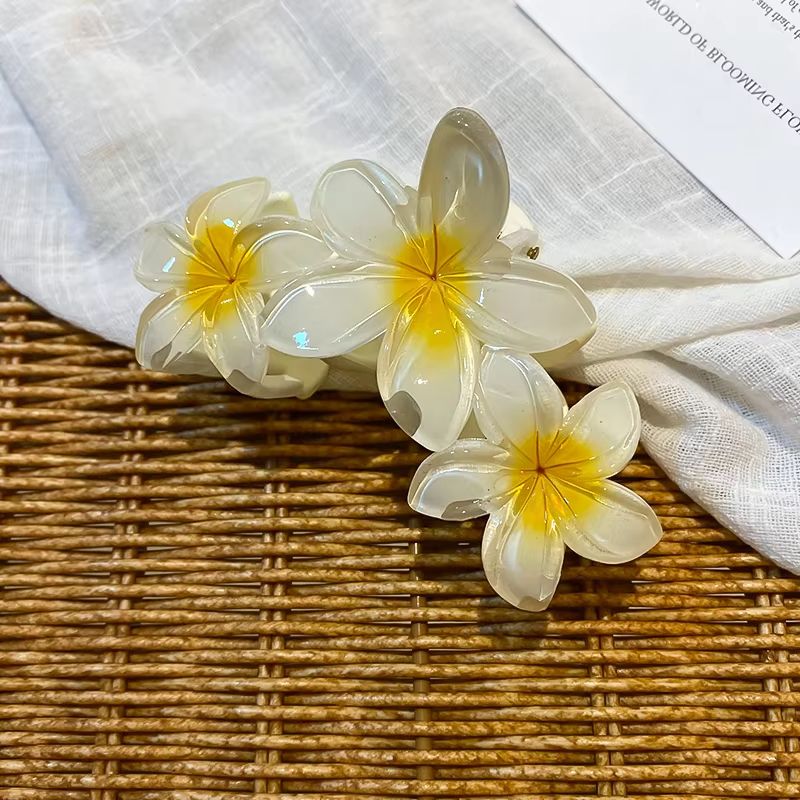 Dopamine Sunflower Shark Clip Sweet Gradient Flower Grab Clip Ponytail Braid Hair Clip for Girls Beach Vacation Hairstyles