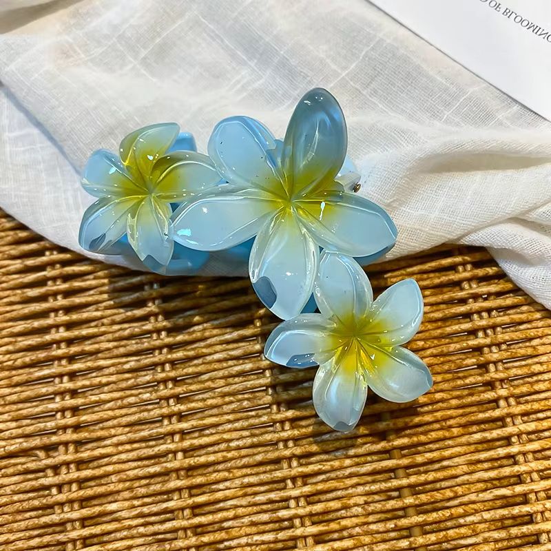 Dopamine Sunflower Shark Clip Sweet Gradient Flower Grab Clip Ponytail Braid Hair Clip for Girls Beach Vacation Hairstyles