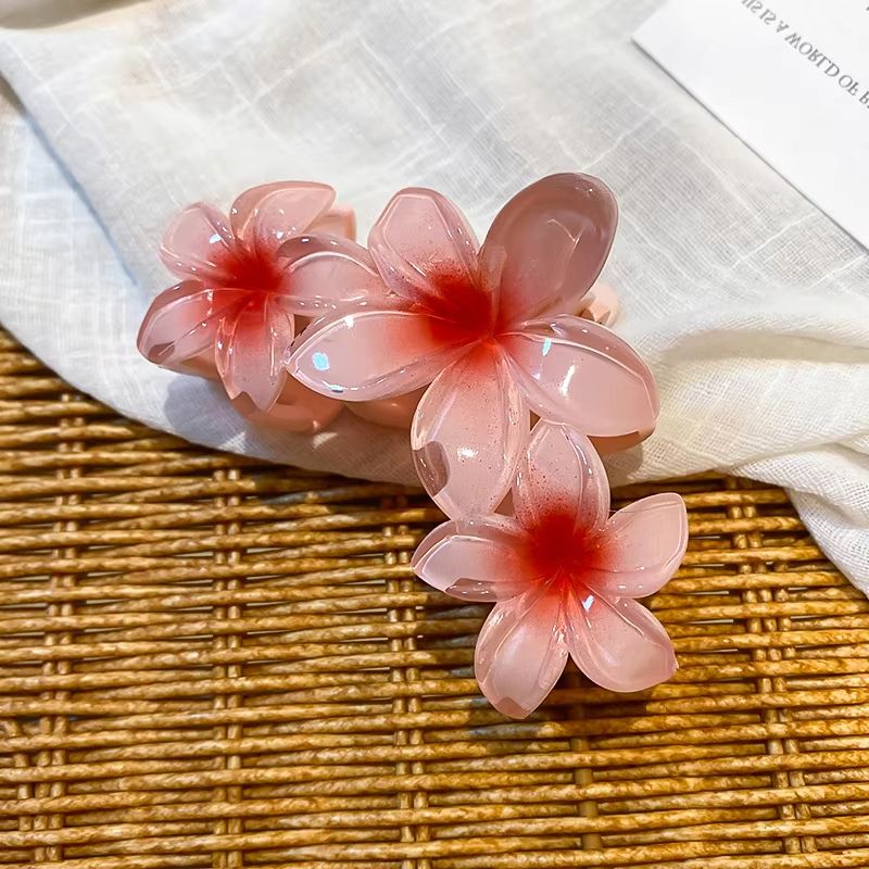 Dopamine Sunflower Shark Clip Sweet Gradient Flower Grab Clip Ponytail Braid Hair Clip for Girls Beach Vacation Hairstyles