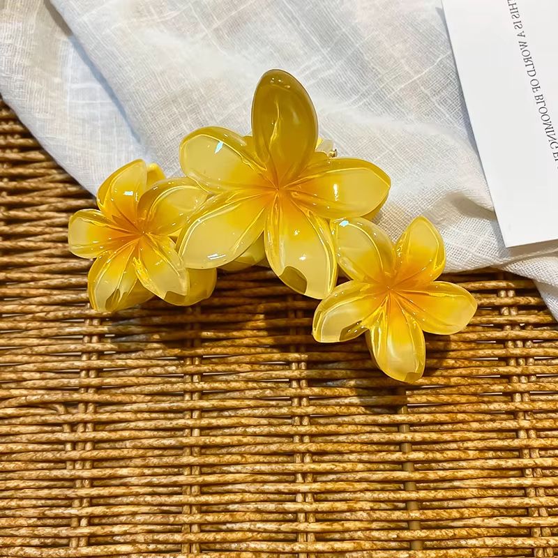 Dopamine Sunflower Shark Clip Sweet Gradient Flower Grab Clip Ponytail Braid Hair Clip for Girls Beach Vacation Hairstyles