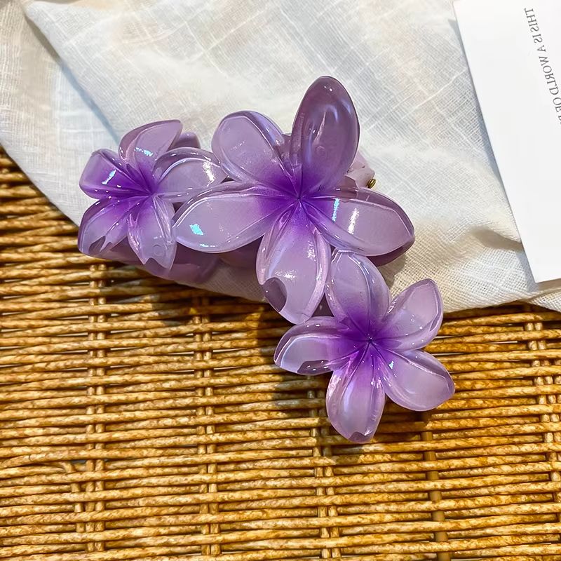 Dopamine Sunflower Shark Clip Sweet Gradient Flower Grab Clip Ponytail Braid Hair Clip for Girls Beach Vacation Hairstyles