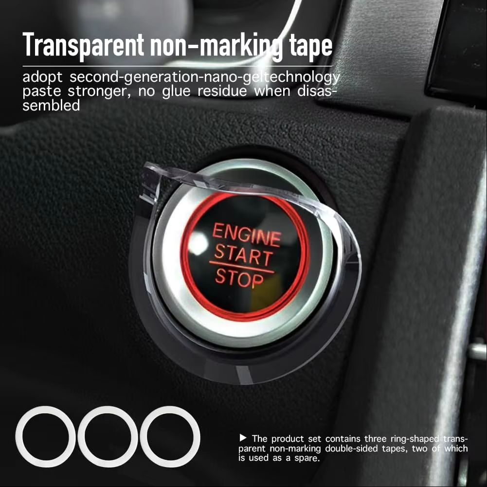 Full Metal Ball-Bar Automotive One-Touch Start Button Starter Cover Car One Click Start Button Start Cover Car Interior Decor