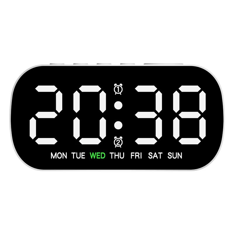 Digital Alarm Clock USB Powered Temperature Date Week Dual Alarm Night Mode Snooze Clock 5 Levels of Brightness 12/24H LED Clock