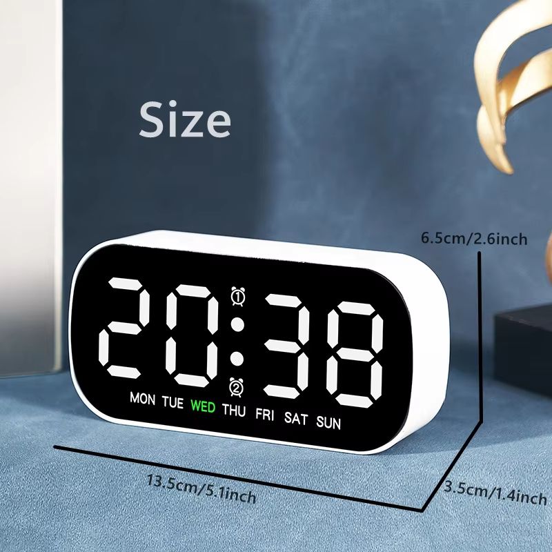 Digital Alarm Clock USB Powered Temperature Date Week Dual Alarm Night Mode Snooze Clock 5 Levels of Brightness 12/24H LED Clock