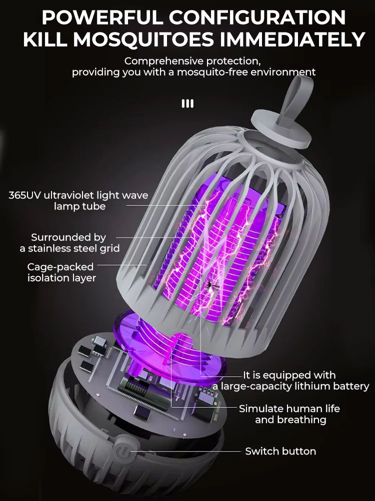 Mosquito Killer Repellent Lamp USB Rechargeable Electric Fly Trap Insect Killer Outdoor Mute Anti Strong Mosquito Lamps Swatter