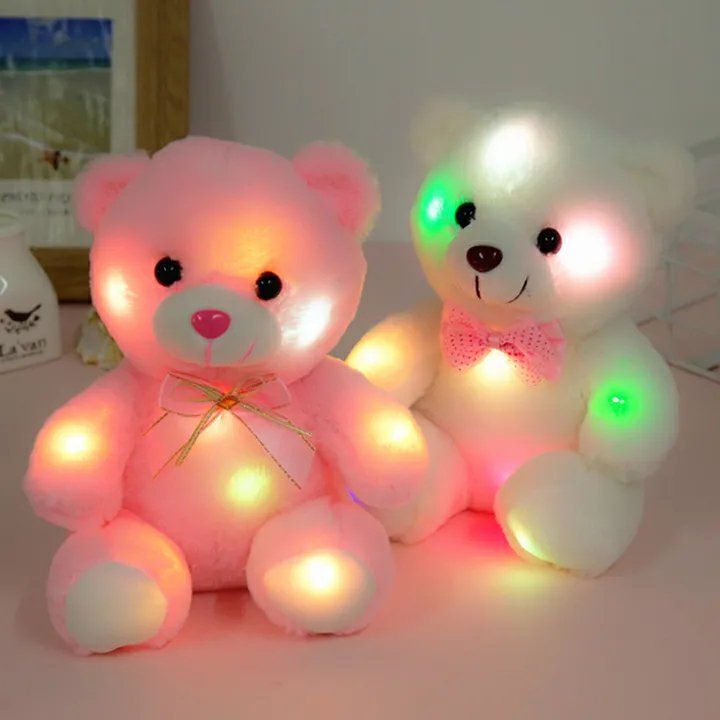 Fashion boy Dolls Lovely Soft LED Colorful Glowing Teddy Bear Stuffed Plush Toy Gifts For Birthday girl baby toy Cute Doll Toys kid Colorful Lights Toy Bears