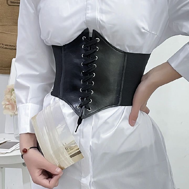 Ladies Waist Belts Women Trainer Slimming Belts Elastic Shapewear PU Leather Binding PU Leather Belt Dress Skirt Suit Decoration Accessories Fashion Female Strap Slim Body Shaper Corset Lady Waistband