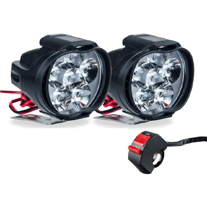 Electric Motorcycle LED Headlights Super Bright E-Bike Lights Accessories DC 9-85V Scooter Spotlights Car Fog Lamps with Switch