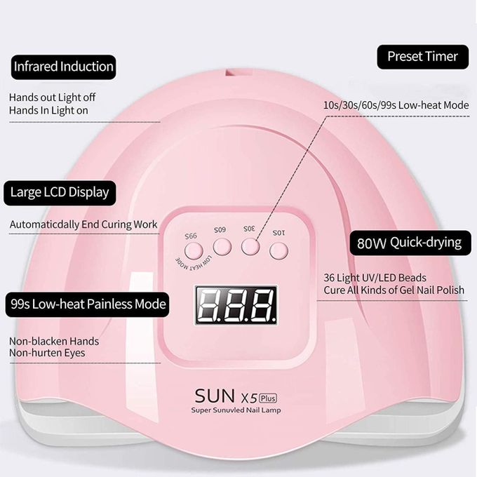 Share this product sun 80Watts Nail Dryer UV Lamp LED Nail Lamp for Nail Gel Polish