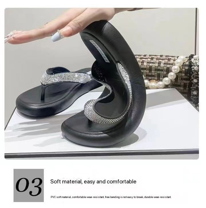 Color sole slippers for ladies wholesale price beach flip-flops slippers pvc 2024 women with diamond