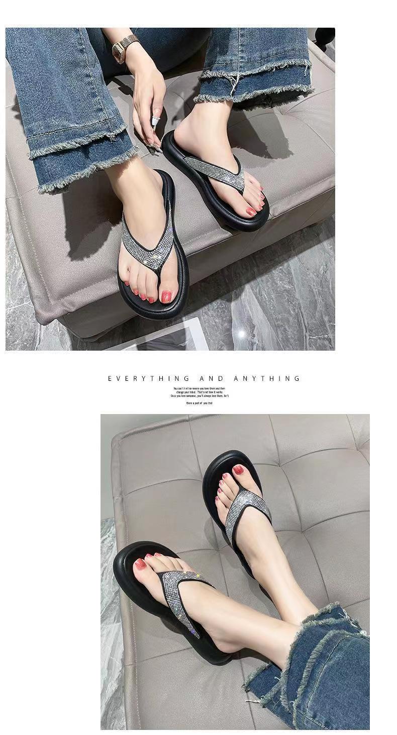 Color sole slippers for ladies wholesale price beach flip-flops slippers pvc 2024 women with diamond
