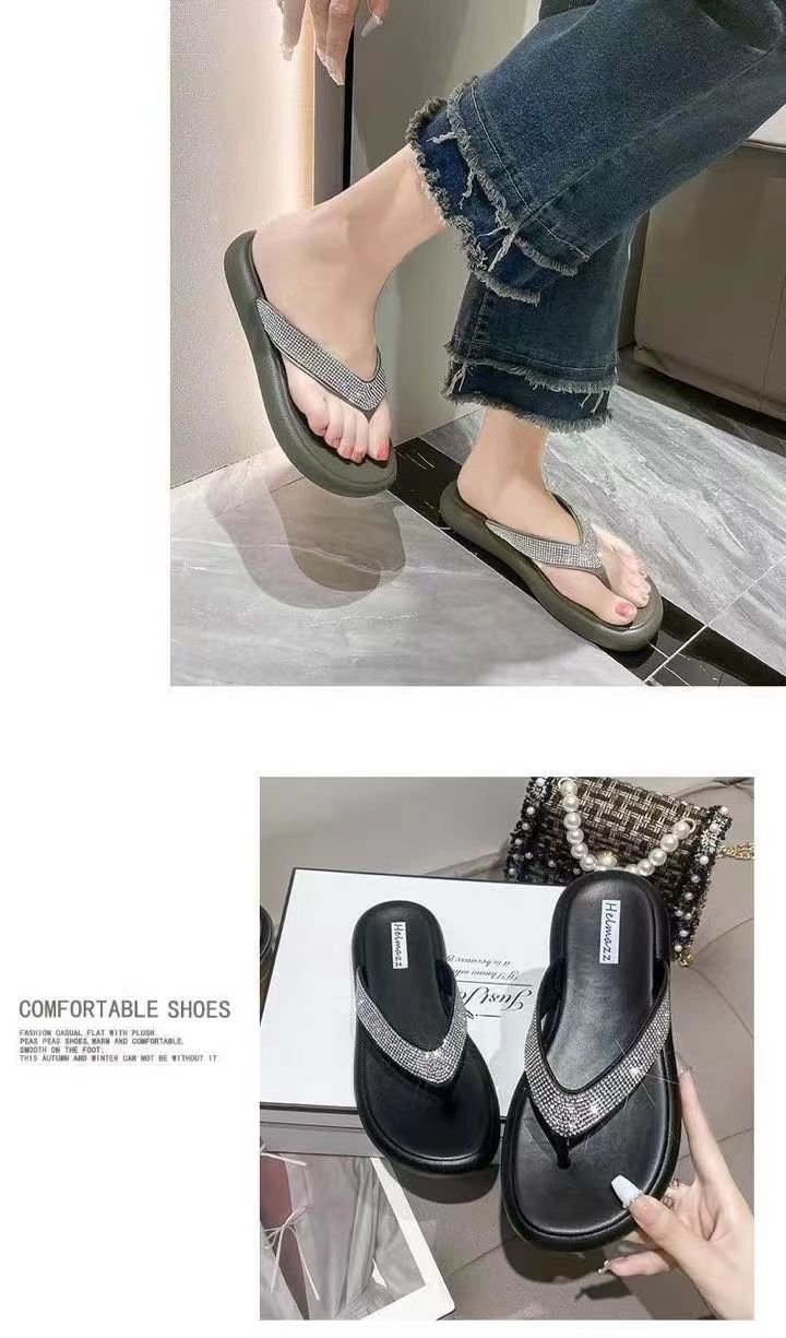 Color sole slippers for ladies wholesale price beach flip-flops slippers pvc 2024 women with diamond