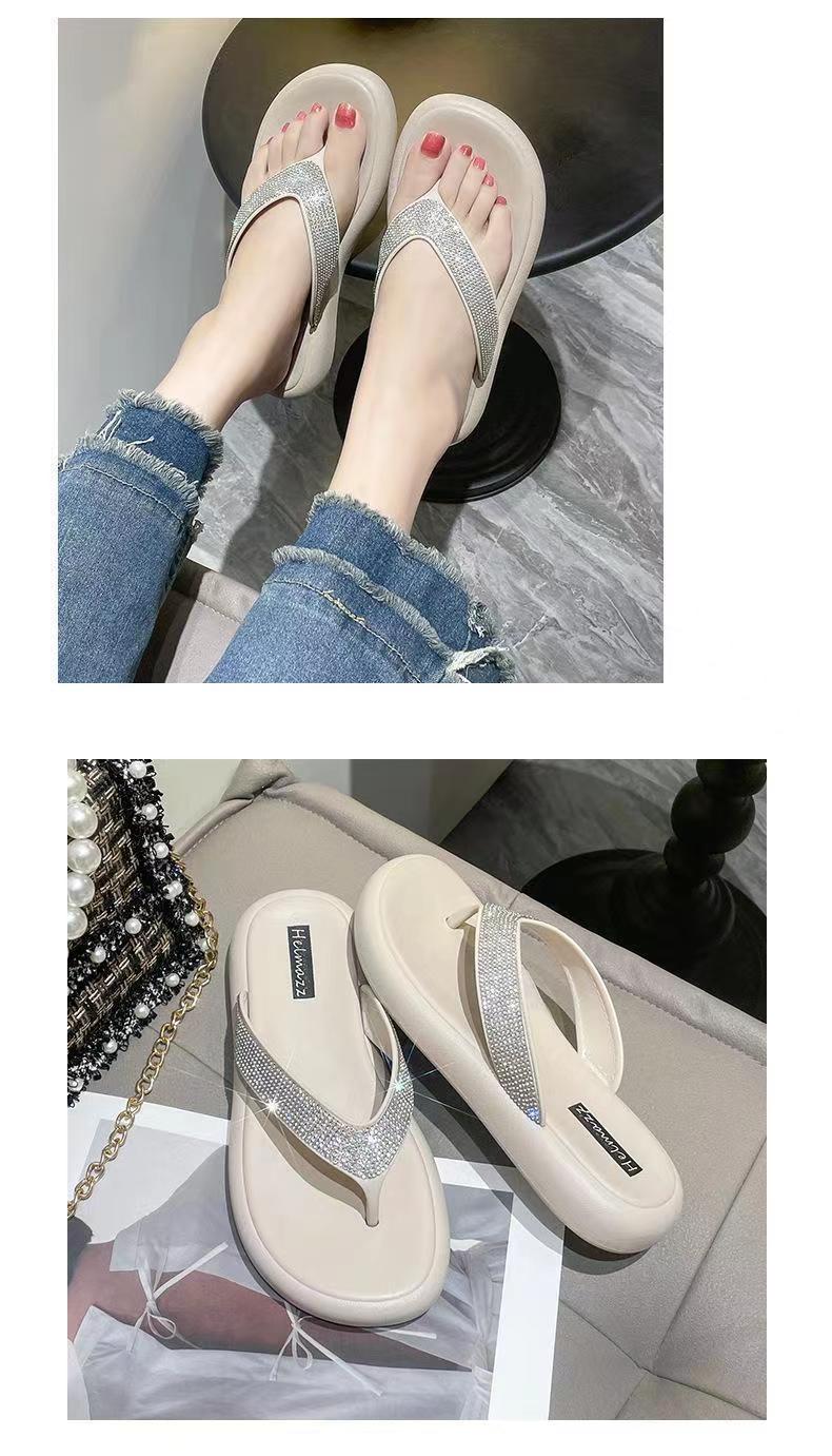 Color sole slippers for ladies wholesale price beach flip-flops slippers pvc 2024 women with diamond