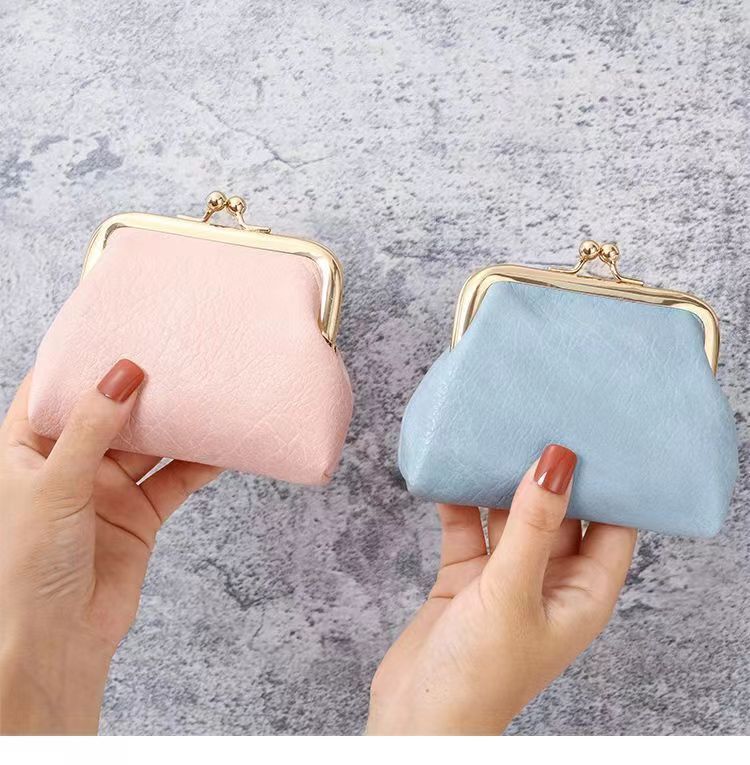 RU Retro Ladies Clutch Purse Creative Storage Bag Vintage Metal Clip Coin Wallet Women Small PU Leather Mini Coin