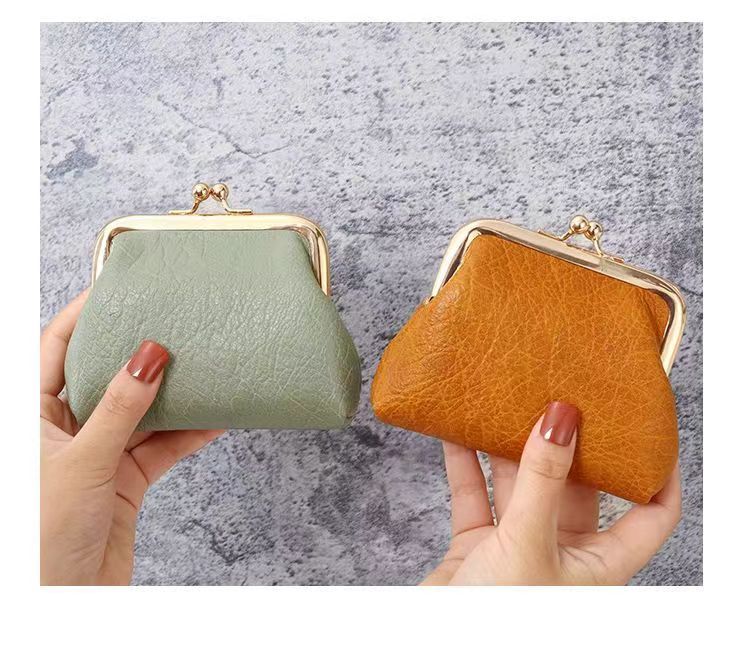 RU Retro Ladies Clutch Purse Creative Storage Bag Vintage Metal Clip Coin Wallet Women Small PU Leather Mini Coin